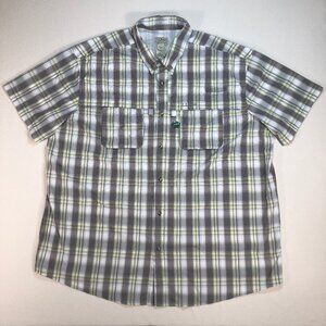 L.L Bean Tropicwear‎ Shirt Men's 3XL Gray Green Plaid Regular Vented Fishing NEW